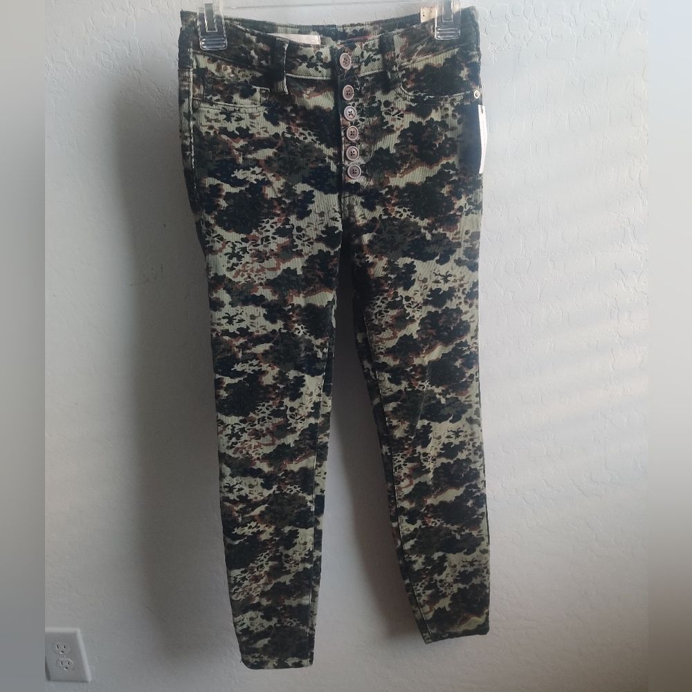 🆕 Pilcro by Anthropologie button fly 98% cotton camouflage boho skinny pants_26